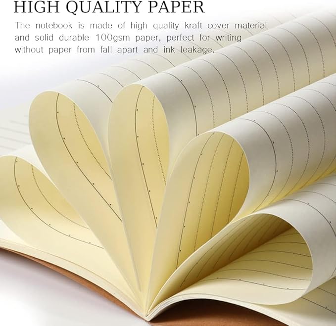 Bulk A5 Journal Notebook, Kraft Cover 80 Pages Lined Paper Journal for Traveler, Notes, Memo - Bulk Journals Sewn Brown Notebook for School Supplies, Office Supplie (line 80pages, 10pack)