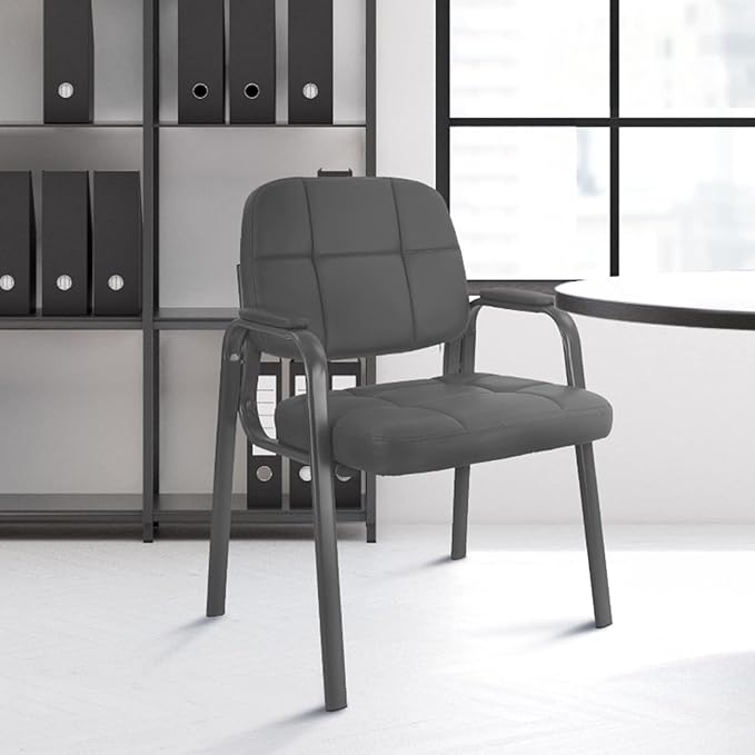 CLATINA Waiting Room Guest Chair with Bonded Leather Padded Arm Rest for Office Reception and Conference Desk(Grey 8 Pack)