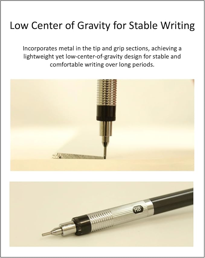 Graphlet Mechanical Drafting Pencil + Ain HB/B/2B leads, original Black slim pen case (0.7mm)