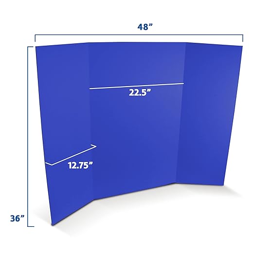 Flipside Products 36” x 48” Foam Project Boards for Presentations, Science Fair, School Projects, Event Displays and Trifold Picture Board - Blue - 10 Pack