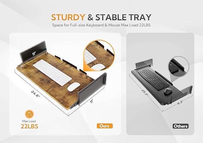 Claiks Standing Desk with Keyboard Tray, Standing Desk Adjustable Height, Raising Desks for Home Office and Computer Workstation, 48 Inches, Rustic Brown