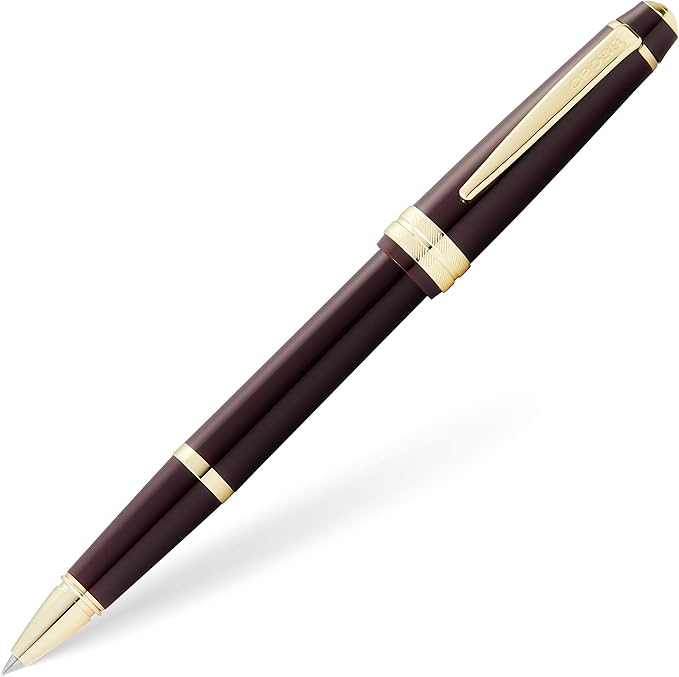 Cross Bailey Light Refillable Rollerball Pen Presented in a Everyday Gift Box - Medium Point, Black Ink, Polished Burgundy