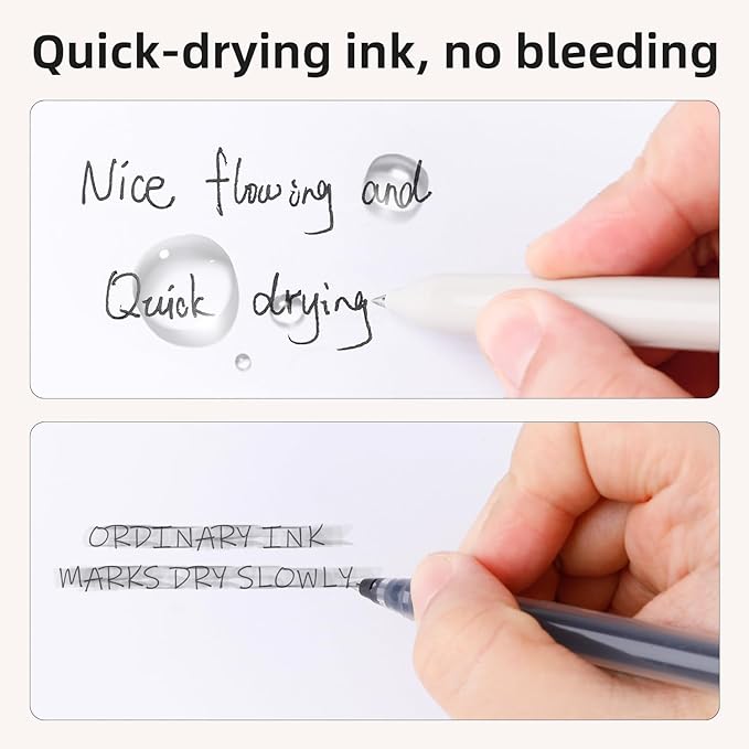 Gel Pens, 5 Pcs 0.5mm Retractable Quick Dry Black Ink Fine Point Rolling Ball Gel Pen, Smooth Writing No Bleed for Journaling Note Taking, Home School Office Supplies