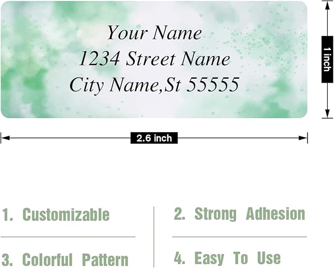 Custom Address Labels - Personalized Address Labels, Colorful Patterns, Can Be Used for Box, Paper, Plastic, Glass, Metal (Set of 100, Glossy Vinyl)