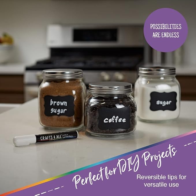 Crafts 4 All Liquid Chalk Markers for Blackboard Signs, Bistro Menu, Car Window Glass - Dry Erase, Washable - 25 Colored Chalk Pens w/Reversible Tips & Tweezers - Bonus White Chalkboard Marker