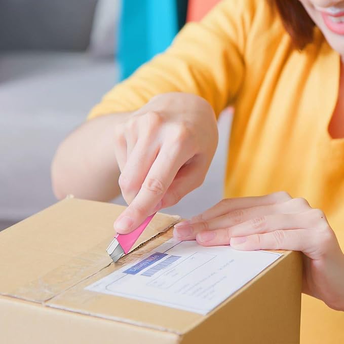 DIYSELF 24 Box Cutter, Utility Knife Retractable, Mini Utility Knife with Single Edge Razor Blades, Small Box Cutters Bulk for Home, Office (Pink)