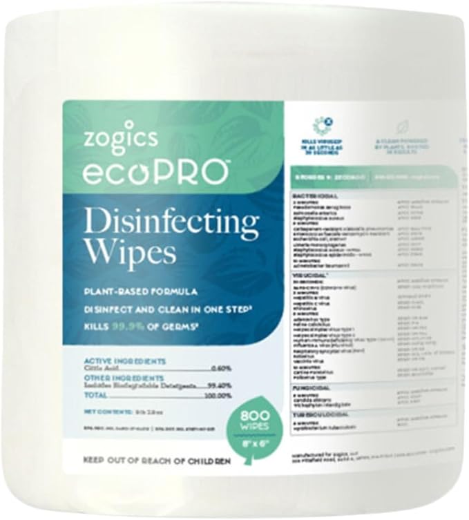 ecoPRO™ Plant-Based Disinfecting Wipes (800 Wipes) with Reusable Dispensing Bucket
