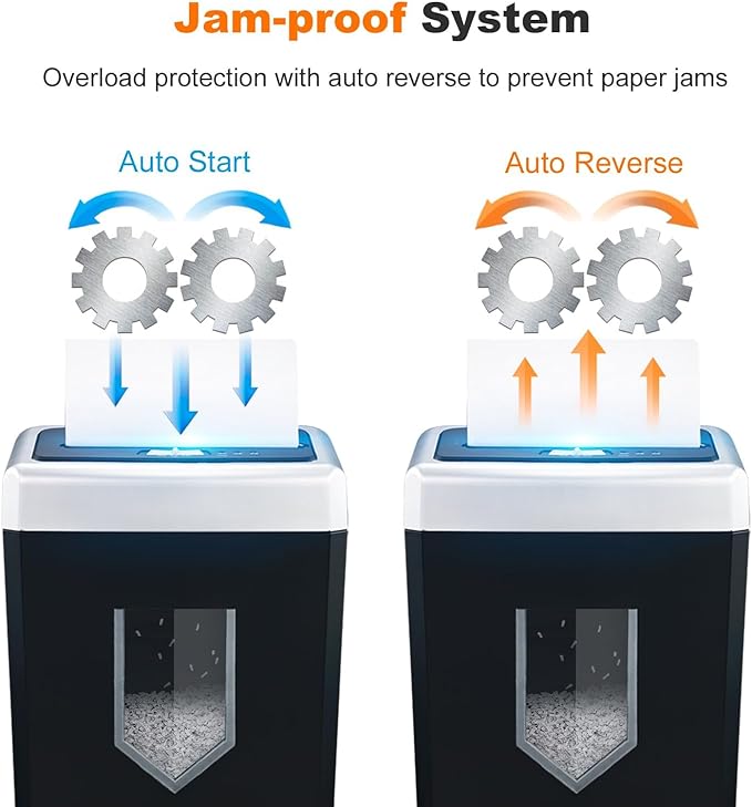 Bonsaii 15-Sheet Office Paper Shredder, 40 Mins Heavy Duty Shredder for Home Office, Crosscut Shreder with Anti-Jam System & P-4 High Security Supports CD/Credit Cards/Staple,5 Gal Pullout Bin C169-B