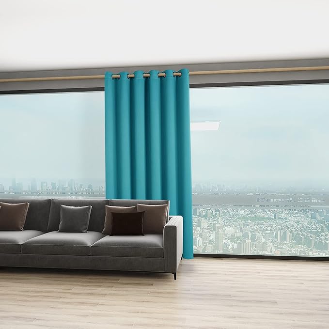 BONZER Room Divider Curtain Total Privacy Wall Noise Reducing Wide Blackout Curtains for Bedroom Living Room, 84L x 70W Inch (7L x 5.8W ft), 1 Panel, Teal