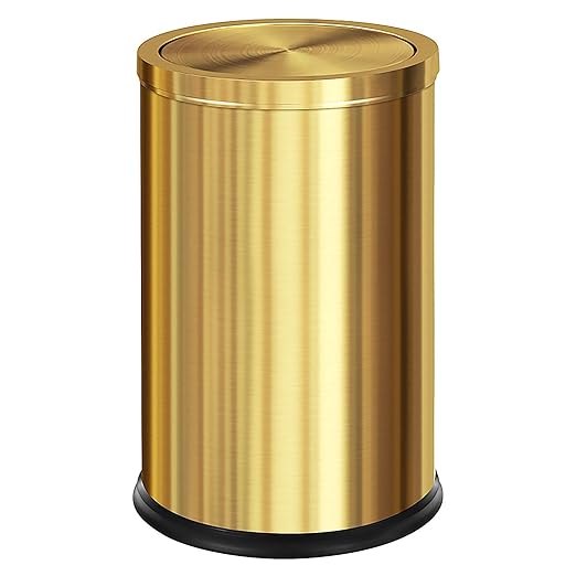 Brushed Gold Bathroom Trash Can with Swing Lid 4.7Gallon,Stainess Steel Garbage Can Trash Bin Wastebaskets for Kitchen,Office,Bedroom (Gold, 4.7 Gallon)