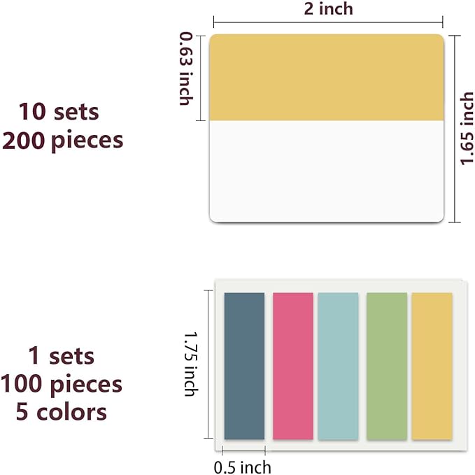 ELII 300 PCS Sticky Index Tabs 2 Inch Book Tabs,Clear Sticky Notes for Pages Notebooks File Tabs Self Adhesive