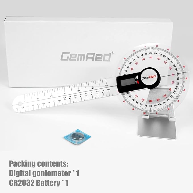 GemRed 12" Digital Goniometer for Joint Range of Motion ROM Measurement(GR311 New Version)