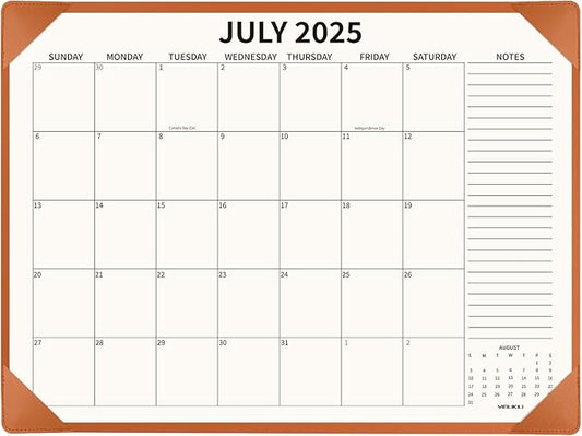 Desk Calendar 2025-2026 with Desktop Mat, 22x17 inch Large Desk Pad Calendar July 2025 to June 2026, Big Desk Planner for Home Office and School, Brown