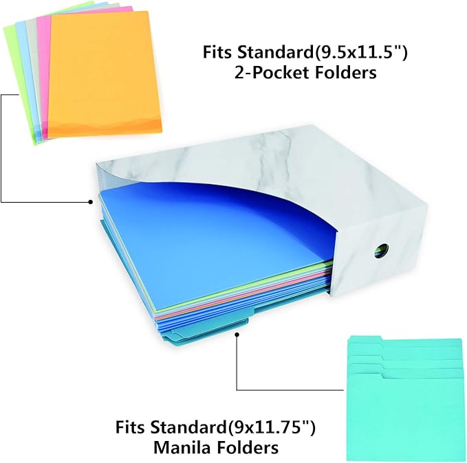 HUAPRINT Magazine Holder(6 Pack, Marbling Gray) Cardboard Magazine File Holder-Folder Holder,Magazine Organizer,Document Organizer,Magazine Storage Box,With Labels