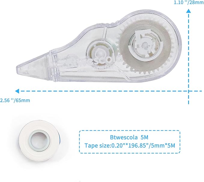 Correction Tape, 16.4FT EZ Tear-resistant Correction Tape, Easy To Use Applicator for Instant Correction Without Drying Time (10pcs/set)