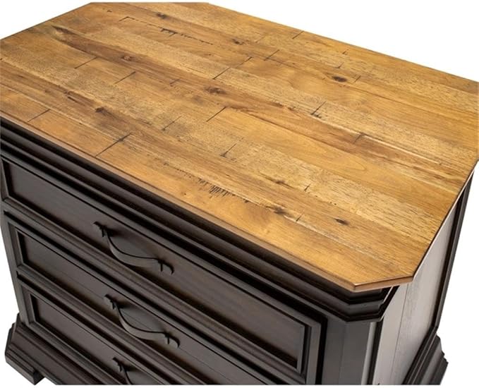 BOWERY HILL Executive Lateral File with Solid Wood Plank Top in Brown