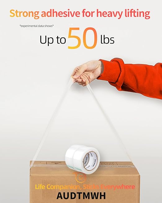 Clear Packing Tape, Heavy Duty Packaging Tape Designed for Moving, Packing, Shipping and Mailing, 1.88" x 63 yds, 6 Rolls