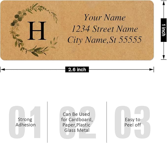 Custom Address Labels - Personalized Address Labels with Strong Adhesion, Can Be Used for Cardboard, Paper, Plastic, Glass, Metal (2.6x1 Inch, Set of 100)
