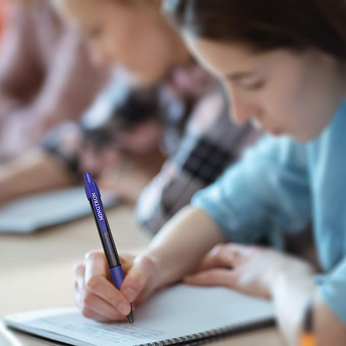 Blue Gel Pens, Fine Point, No-Smear, Click, Retractable, 50 Pack (0.5MM, Smooth Writing)