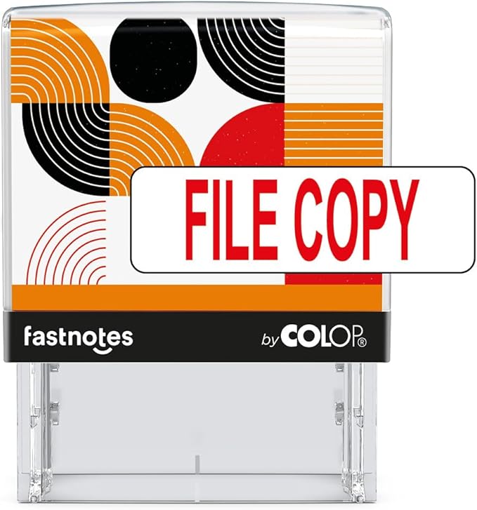 Fastnotes File Copy Self-Inking Rubber Stamp by COLOP - Great for Office Documents, Notary, Warehouse, Accounting Paperwork, Business, and Legal Documentation - Red Ink (File Copy- Red)