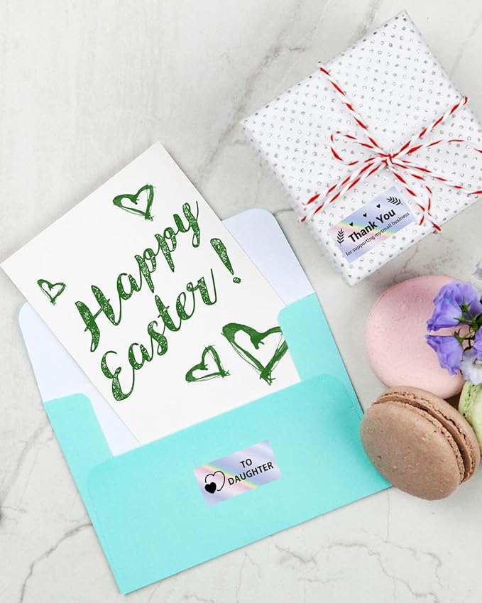 Holographic Square Thermal Labels (4 x 2 inch), Self-Adhesive Direct Thermal Sticker Label, Compatible with All Thermal Shipping Label Printers, for Name, Price Tag, DIY, Logo, 500 Labels/Roll