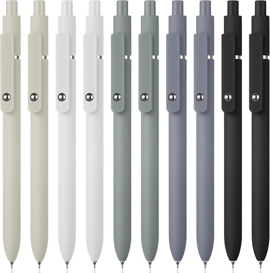 Epakh Gel Pens, 10 Pcs 0.5mm Quick Dry Black Ink Fine Point Smooth Writing Pens High End Series Retractable Aesthetic Ballpoint for Office School Supplies Women Men Gifts(Classic Color,Classic)