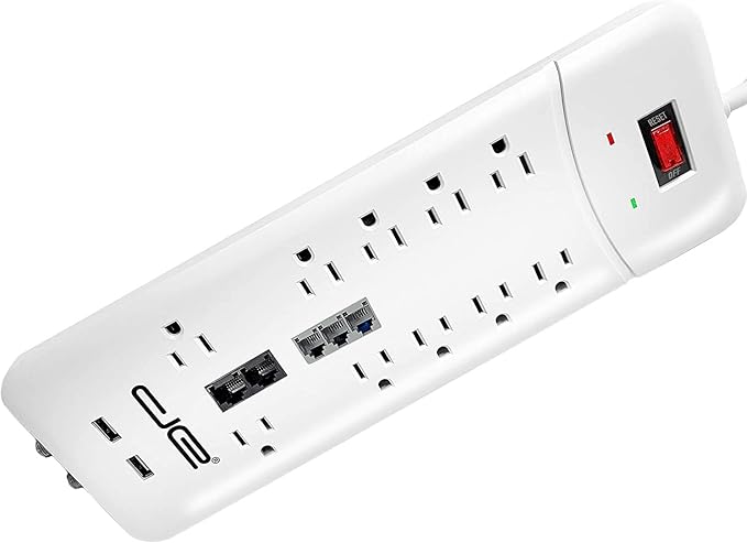 Digital Energy 10-Outlet Straight Plug 4050 Joules Heavy Duty Surge Protector (8 FT, WHT)