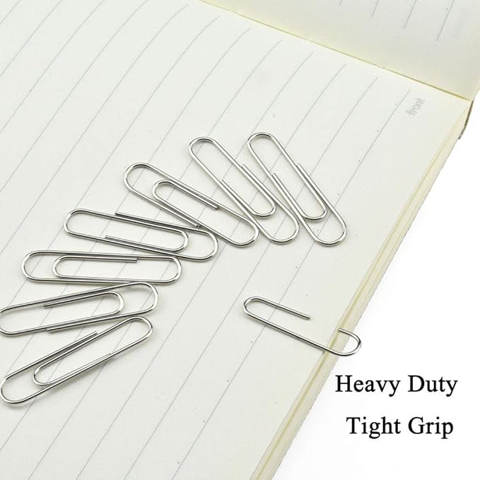 HAHIYO Paper Clips Sturdy 1.3”(33mm) Length 280 Pack Paperclips Heavy Duty Tight Grip Rust Proof Reusable Metal Bright Silver for Home Office School