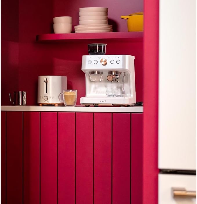 Café Bellissimo Semi Automatic Espresso Machine + Milk Frother | WiFi Connected, Smart Home Kitchen Essentials | Built-In Bean Grinder, 15-Bar Pump & 95-Ounce Water Reservoir | Matte White