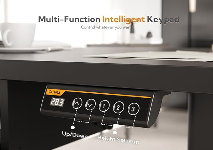 Claiks Standing Desk with Keyboard Tray, Standing Desk Adjustable Height, Raising Desks for Home Office and Computer Workstation, 48 Inches, Black