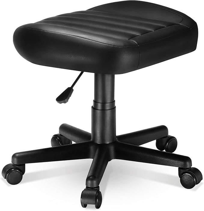 EUREKA ERGONOMIC Multi-Use Stool, Height Adjustable Swivel Rolling Stool Chair W Wheels, Ottoman Footrest for Gaming, Home Office, Black