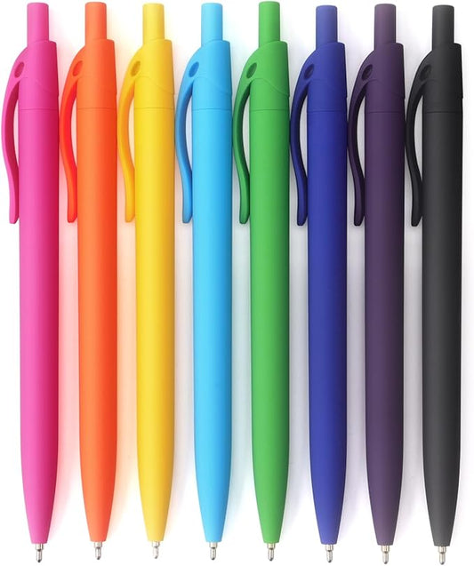 Bribobo Ballpoint Pens Black Ink Pens Medium Point Retractable Ballpoint Pens, 1.0MM Black Ink, 8 Pack, Colorful