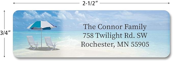 Colorful Images Calm Seas Rolled Personalized Return Address Mailing Labels with Dispenser, Customize with Name & Shipping Address, 500 ¾” x 2½” Self Adhesive, Easy Peel Label Roll