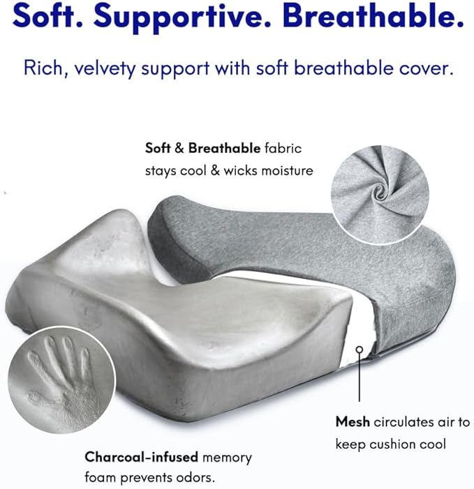 C CUSHION LAB Patented Pressure Relief Seat Cushion for Long Sitting Hours on Office/Home Chair, Car, Wheelchair - Extra-Dense Memory Foam for Hip, Tailbone, Coccyx, Sciatica - Wellness Green