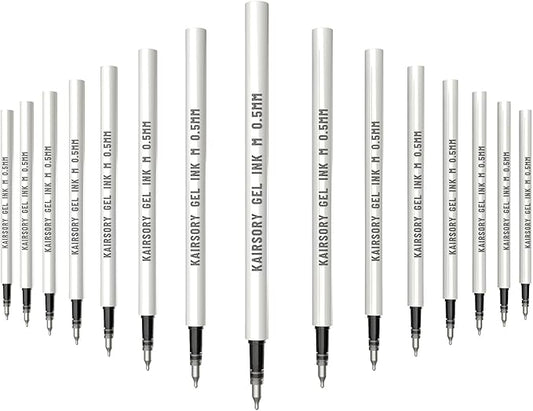 Black Gel Pens Refills,Retractable Gel Ink Pen Refills Bulk,pen refills for twist pens,Fine Point 0.5mm Black Ink, Smooth Writing Retractable Click Pen Refills(15 Pcs Black Ink-0.5mm)