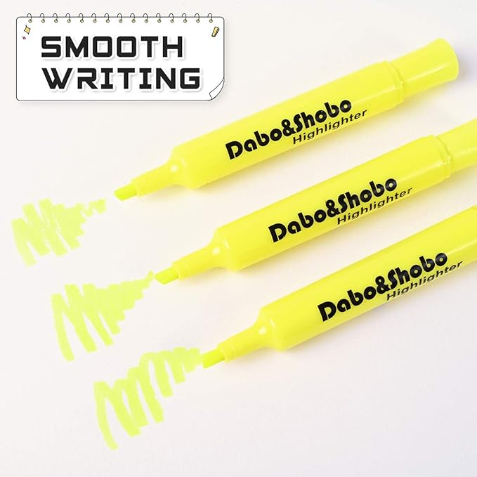 Dabo&Shobo Yellow highlighter, 24 Pack -bright color, chisel tip, for Adults Kids Highlighting in the Home School Office, Tank Style
