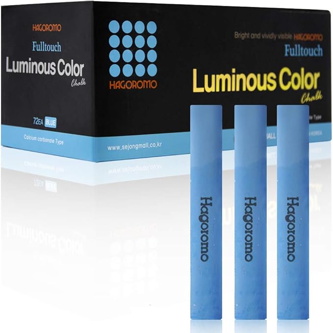 Hagoromo Fulltouch Luminous Chalk 1 Box, Non-Toxic, Dustless [72 Pcs/Blue]