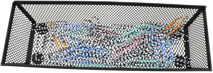 HAHIYO Stackable Mesh Tray Cup 9 x 3 x 2 inches Sturdy Container for Desk Drawer Organizer Collection for Home Office School kitchen Soft Foam Feet No Sharp Edges 2 Pack Black