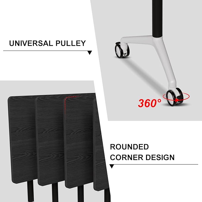 Conference Room Table with Flip-Top Design for Dynamic Meetings, Business Table Computer Desk with Heavy-Duty Frame,Foldable Seminar Meeting Tables for Home Office (6, F, 55.1IN)