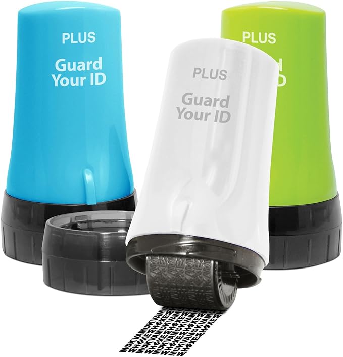 Guard Your ID Advanced 2.0 Roller 3-Pack for Identity Theft Protection, Confidential Security Stamp Mixed Color Kit (Turquoise, Green, White)