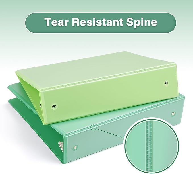 COMIX Standard 3 Ring Binder 2 inch with Clear View Cover, 2" Round Ring View Binder Holds 400 Sheets of US Letter Size Paper, 6 Pack (Light Green)