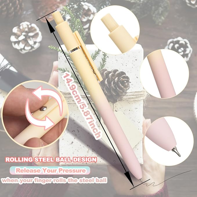 ELANE 5 Pcs Colorful Gel Pens,0.5mm Fine Point Quick Dry Black Ink Pen for Journaling Note Taking Writing, High-End Series Pens for Gifts for Doctor Nurse Teacher Students(morandi gradient)