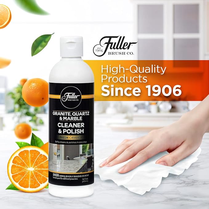 Fuller Brush Countertop Cleaner & Polish - Multi Surface Cleaner - Cleans, Polishes and Protects Granite Quartz Marble Glass Laminates Metal and Other Surfaces Refreshing Orange Scent Removes Odor