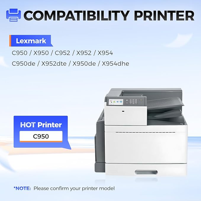 C950X2KG C950X2CG C950X2MG C950X2YG Toner Cartridge Set 4-Pack Replacement Compatible with Lexmark C950 X950 C952 X952 X954 C950de X952dte X950de X954dhe Laser Printer Ink Black Cyan Magenta Yellow