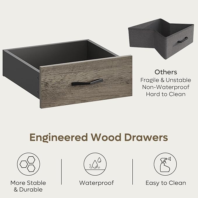 Bestier 48” Computer Desk with Drawers, Office Desk with Storage, Industrial Wood Writing Desk with File Drawer, Keyboard Tray & 2 Hooks for Home Office & Studio, Gray