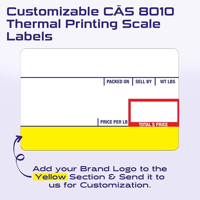 CEPRICO - Customizable CĀS Scale Labels - 144 Rolls of Thermal UPC Printing Scale Labels – Compatible with CĀS LST-8010 | Ideal for Supermarkets, Retailers and Grocery Stores