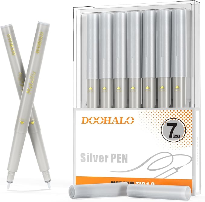 DOOHALO Metallic Pens Gold Silver Marker Compatible with Cricut 3/Maker/Explore 3/Air 2/Air Machine 1.0 Medium Point Tips for Drawing Writing