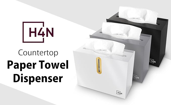H4N Multifold Hand Paper Towel Dispenser Countertop, Compact Design, Single Sheet Dispensing for Home and Commercial Use, White