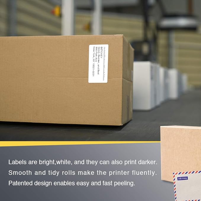 BETCKEY - 3" x 1.5" (76 mm x 38 mm) Barcode Shipping & Address Labels Compatible with Zebra & Rollo Label Printer,Premium Adhesive & Perforated [2 Rolls, 1900 Labels]