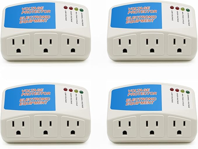 BSEED Surge Protector Home Appliance,3 Outlet Power Surge Protector, Voltage Protector Brownout Surge Refrigerator 1875 Watts,120V 15A(4Pack)